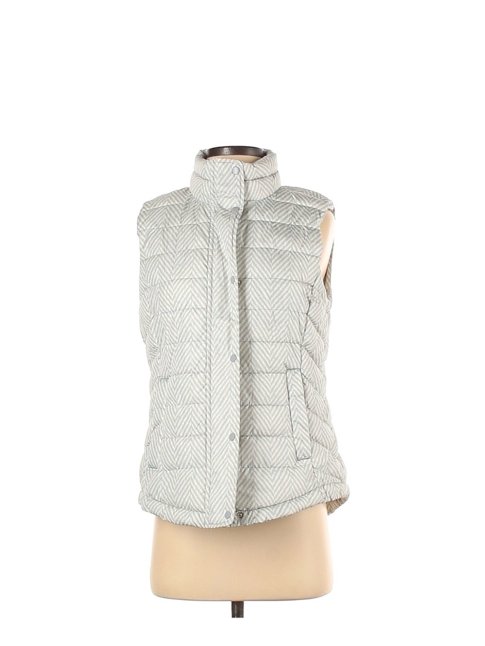 GAP Women's Light Gray Quilted Herringbone Puffer Vest